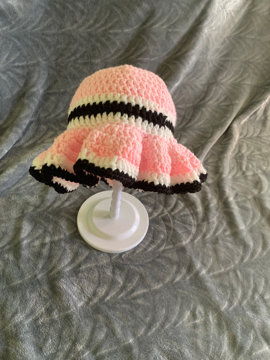 Pink Saddle Style Wavy Bucket Hat